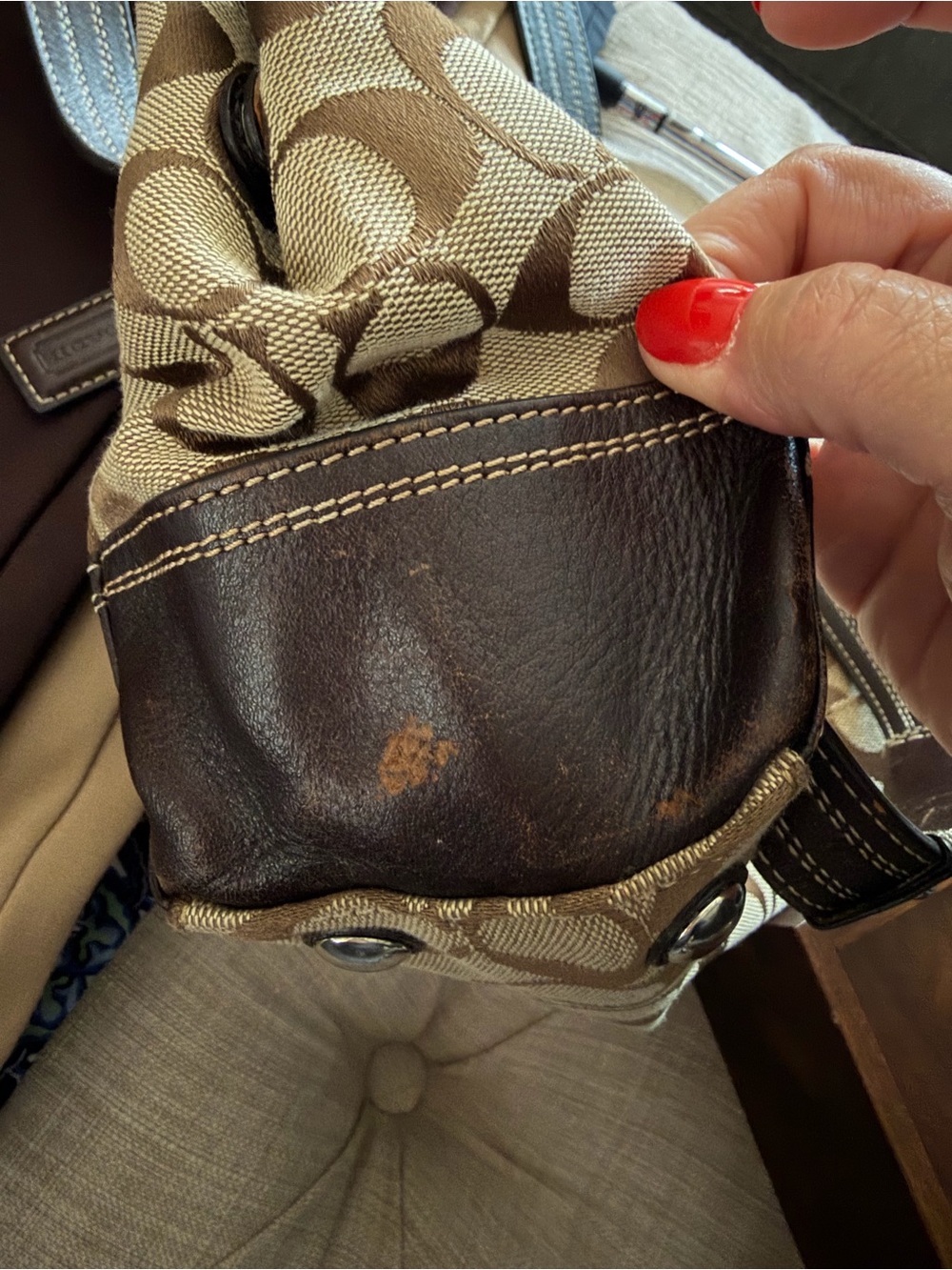 VINTAGE Coach Bag Hamptons Signature Brown Tote (F13975) - Picture 8 of 8